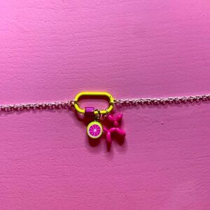 Pink balloon dog charm necklace